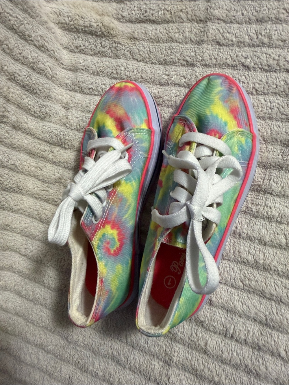 Paris Blues Kids Tie-Dye Canvas Sneakers - Pink, Yellow, Green, Blue